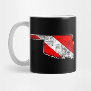 Oklahoma Dive Flag Scuba Diving State Map Dive Flag Distressed Mug